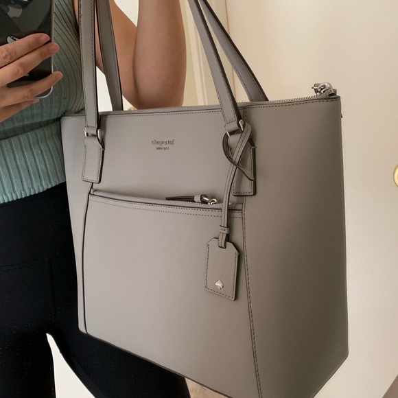 KATE SPADE CAMERON LARGE POCKET TOTE TAUPE GRAY - Picture 4 of 8